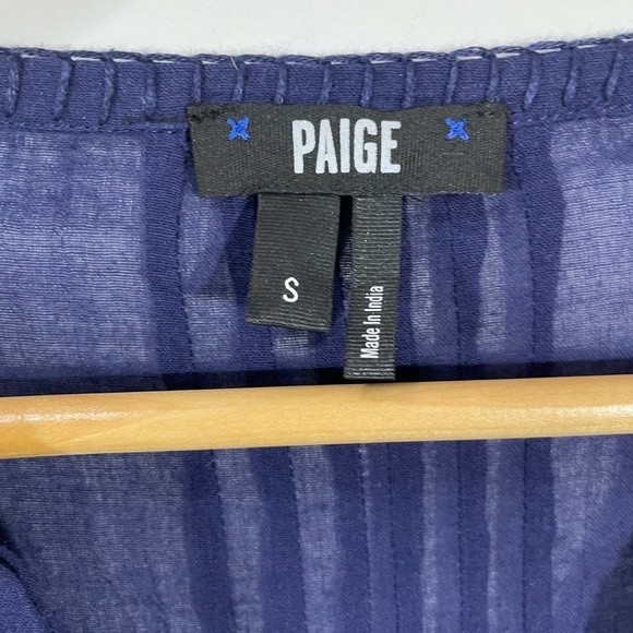 PAIGE Tess Navy Embroidered Long Sleeve Top Evening Blue - Picture 7 of 11